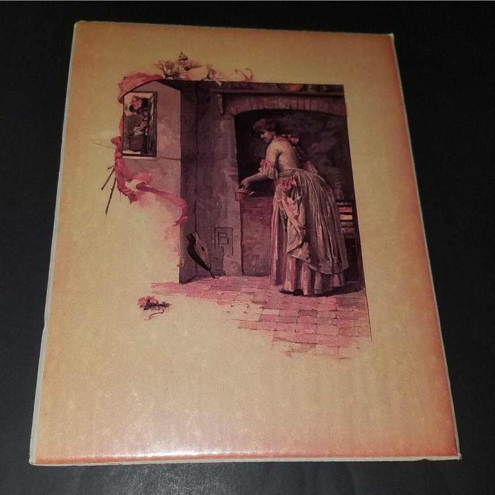 VTG NOS Woman With Kettle Kitchen Art Print Poem Who Can It Be Elsie White
